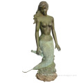 Hebei factory supplied life size bronze naked sexy mermaid statue sculpture